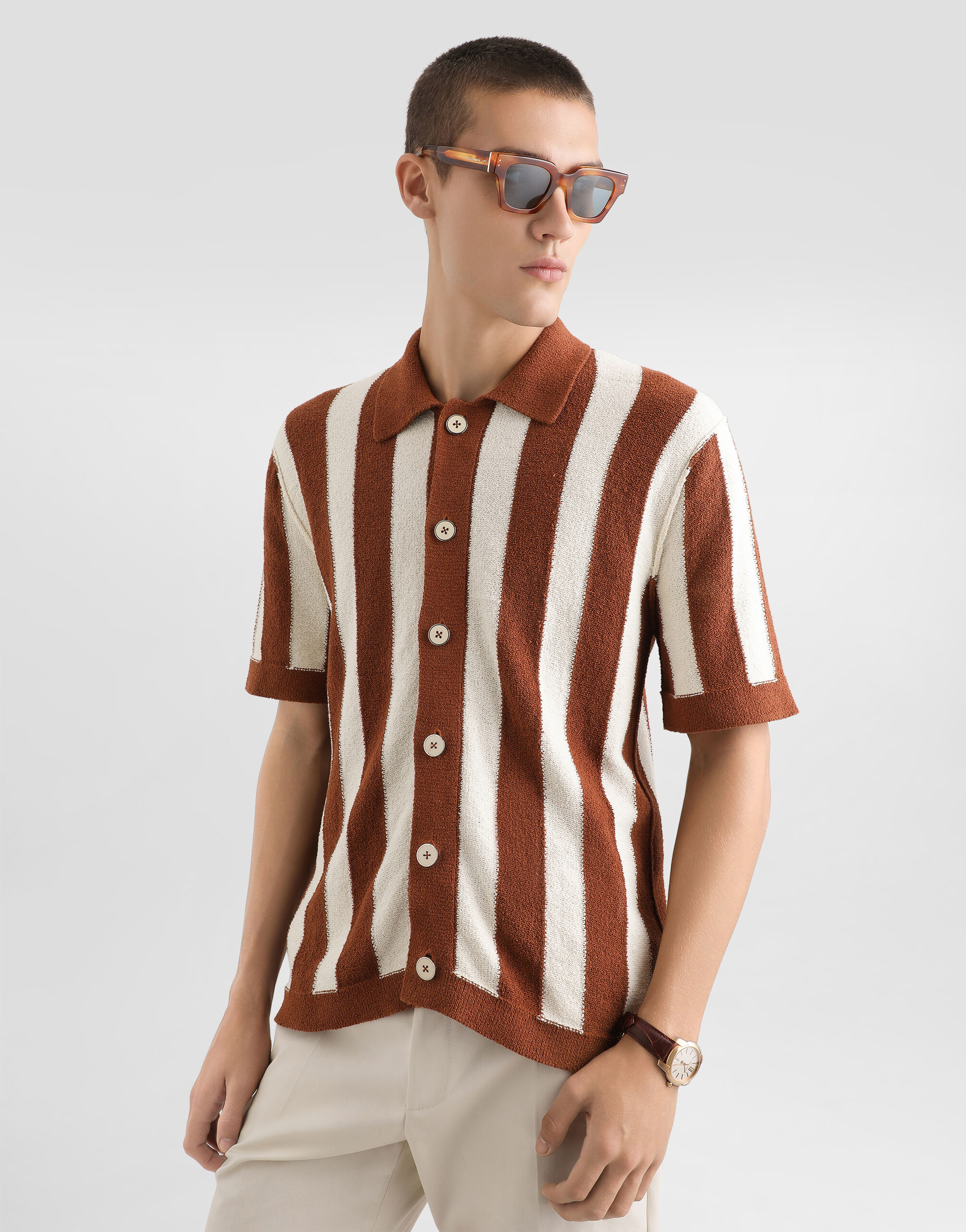 Striped knit shirt in Multicolor for Men | Dolce&Gabbana®