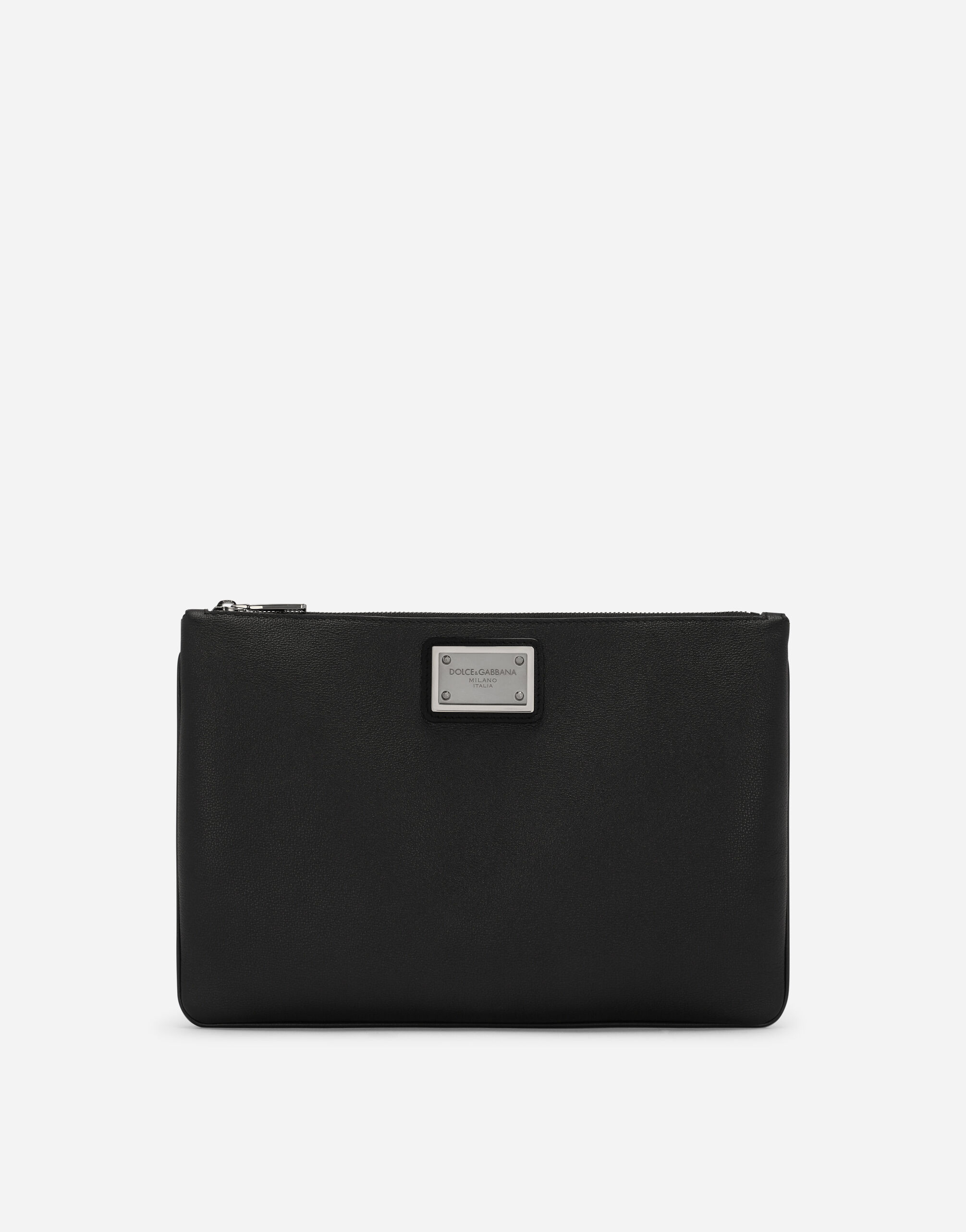 Dolce & Gabbana Pochette en cuir de veau grainé et nylon Noir BM2276AG218