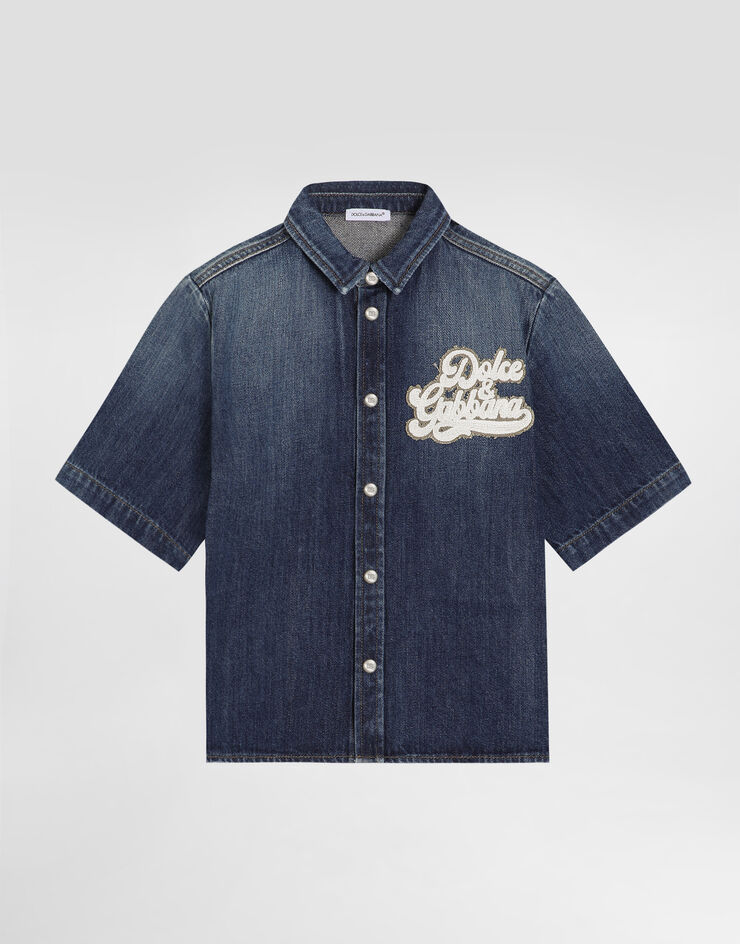 Dolce & Gabbana Denim shirt with patch Multicolor L44S77LDD66