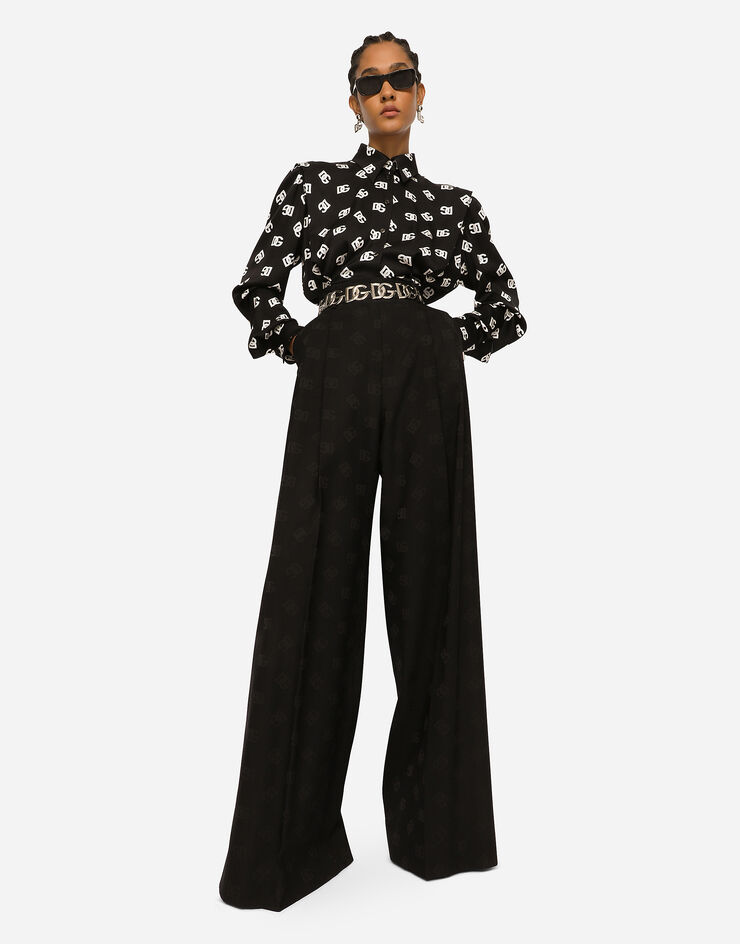 Dolce & Gabbana Wool jacquard pants with all-over DG logo Black FTCP2TFJBAK