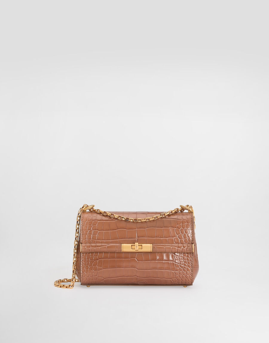 Marlene city mini shoulder bag in polished alligator