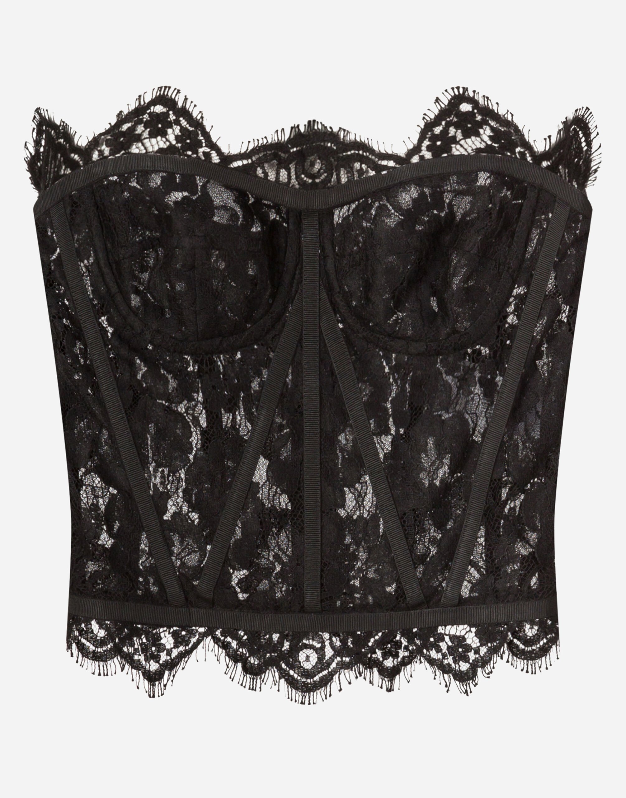 Dolce & Gabbana Short galloon lace bustier Black F6J4UTFUBD2