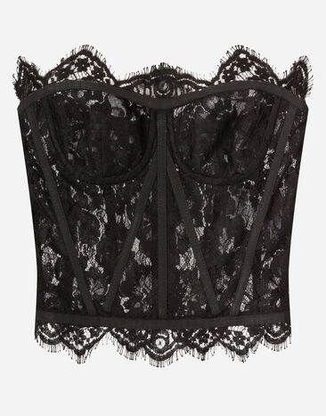 Dolce & Gabbana Short galloon lace bustier Black F6J4UTFUBD2