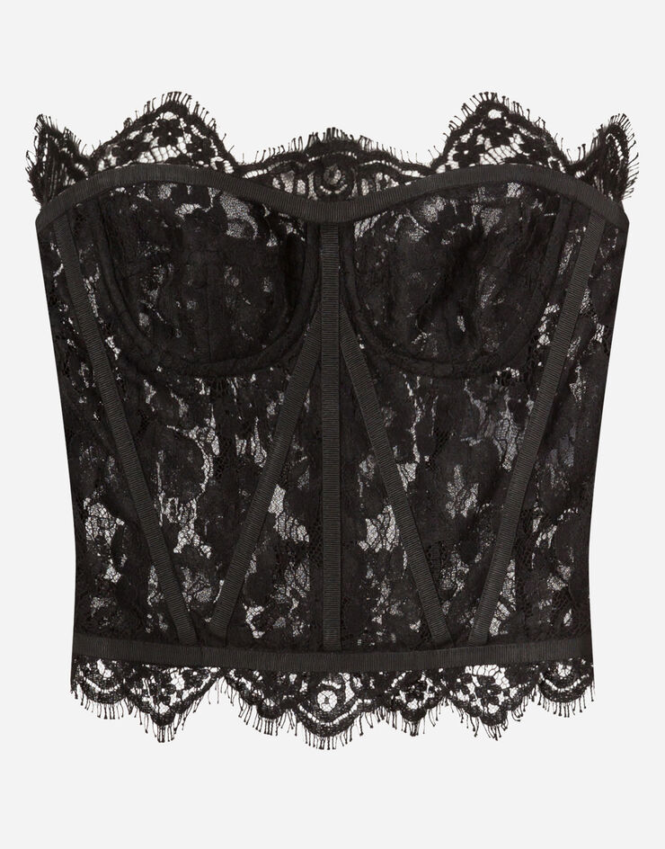 Short galloon lace bustier in Black for