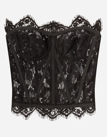 Dolce & Gabbana Short galloon lace bustier Black F6K2WTFURAG