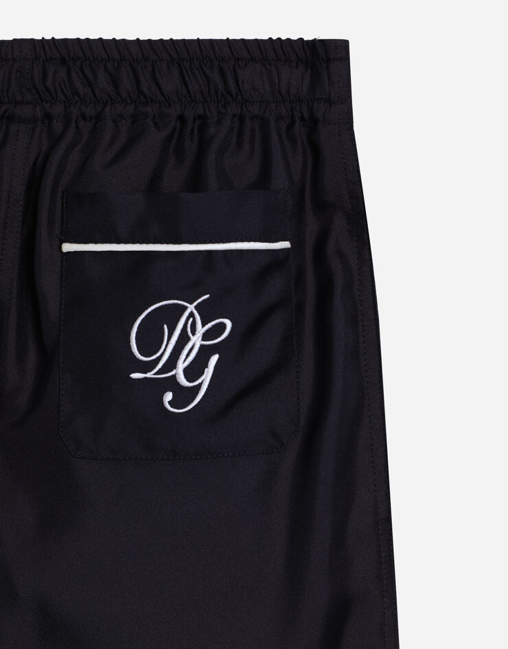 Dolce & Gabbana Pyjamahose aus Twill mit DG-Logo Blau L43P44G7O7W