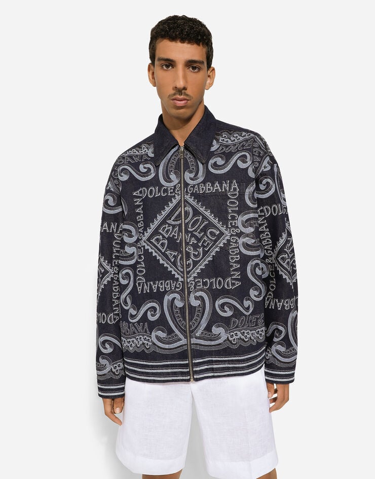 Dolce & Gabbana Куртка-блузон из денима с принтом в морском стиле разноцветный G9AUMDG8KM5