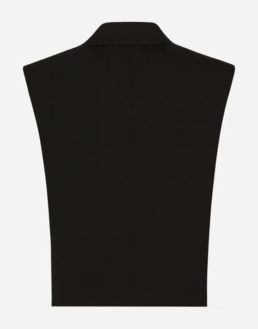 Dolce & Gabbana Sleeveless double-breasted wool gabardine tuxedo jacket Black F29FTTFU21E