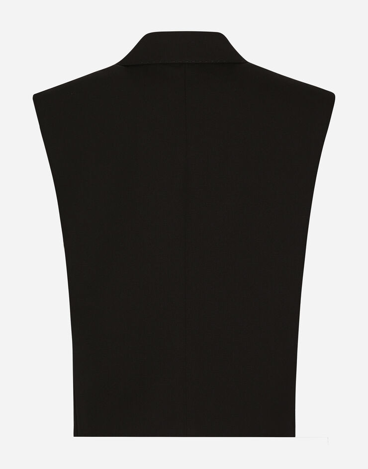 Dolce & Gabbana Sleeveless double-breasted wool gabardine tuxedo jacket Black F29FTTFU21E