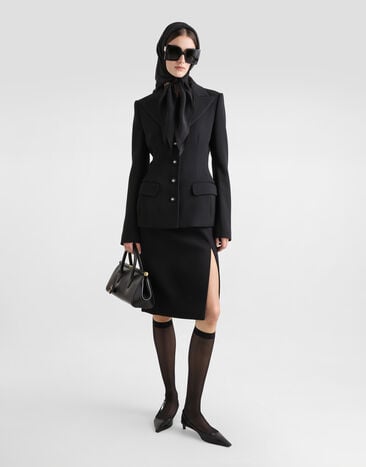 Dolce & Gabbana Single-breasted wool Dolce jacket Black F27DCTFUBGE
