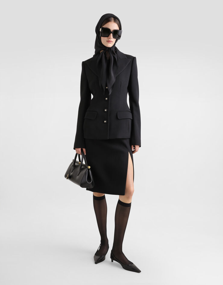 Dolce & Gabbana Single-breasted wool Dolce jacket Black F27DCTFUBGE