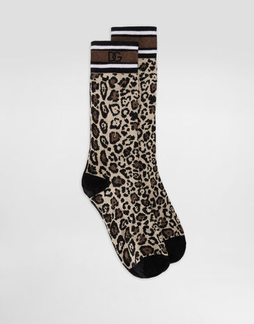 Dolce & Gabbana Leopard-print cotton jacquard socks Multicolor I873KWJACLS