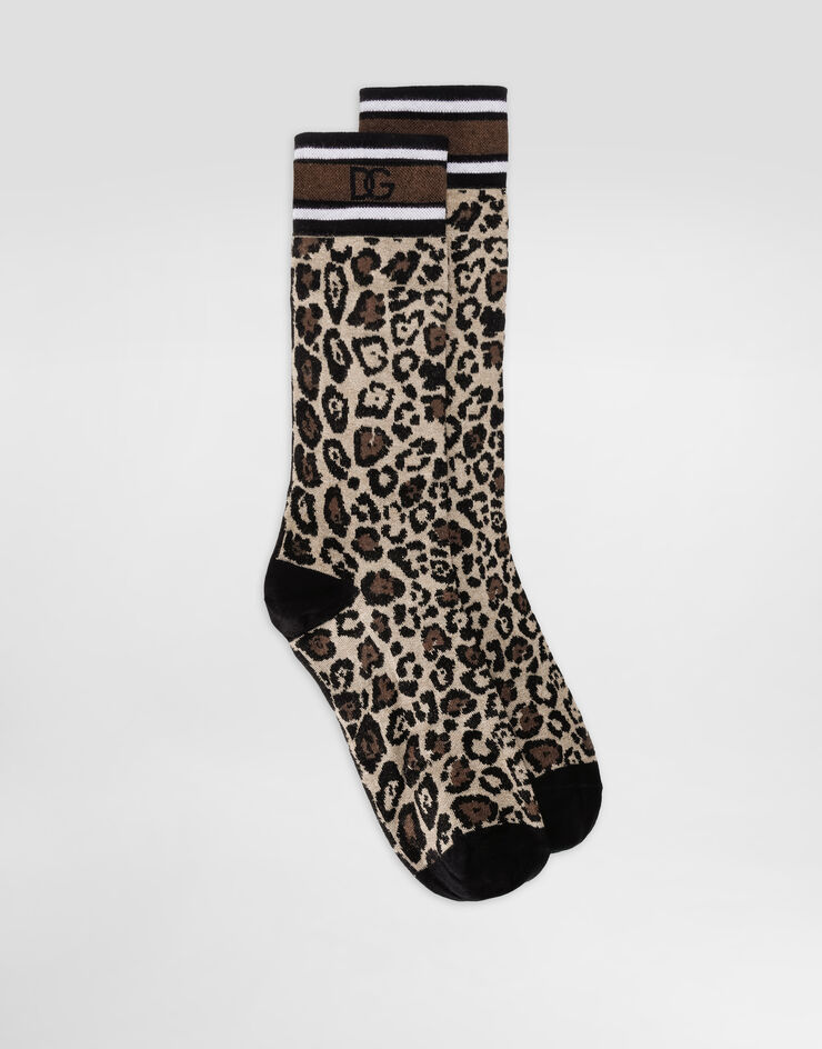 Dolce & Gabbana Leopard-print cotton jacquard socks Multicolor I873KWJACLS