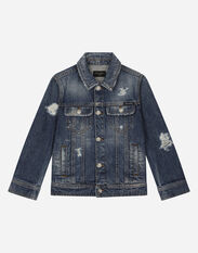 Dolce & Gabbana Washed denim jacket with rips Imprima L5JC13ISMGV