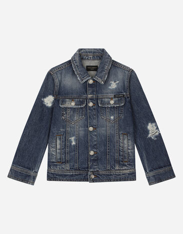 Dolce & Gabbana Washed denim jacket with rips Multicolor L51B81LDB08