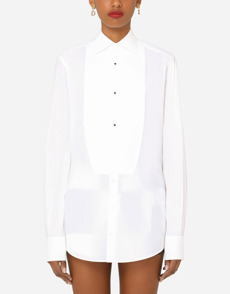 Dolce & Gabbana Poplin tuxedo shirt BLANC F5O45TFU5K9