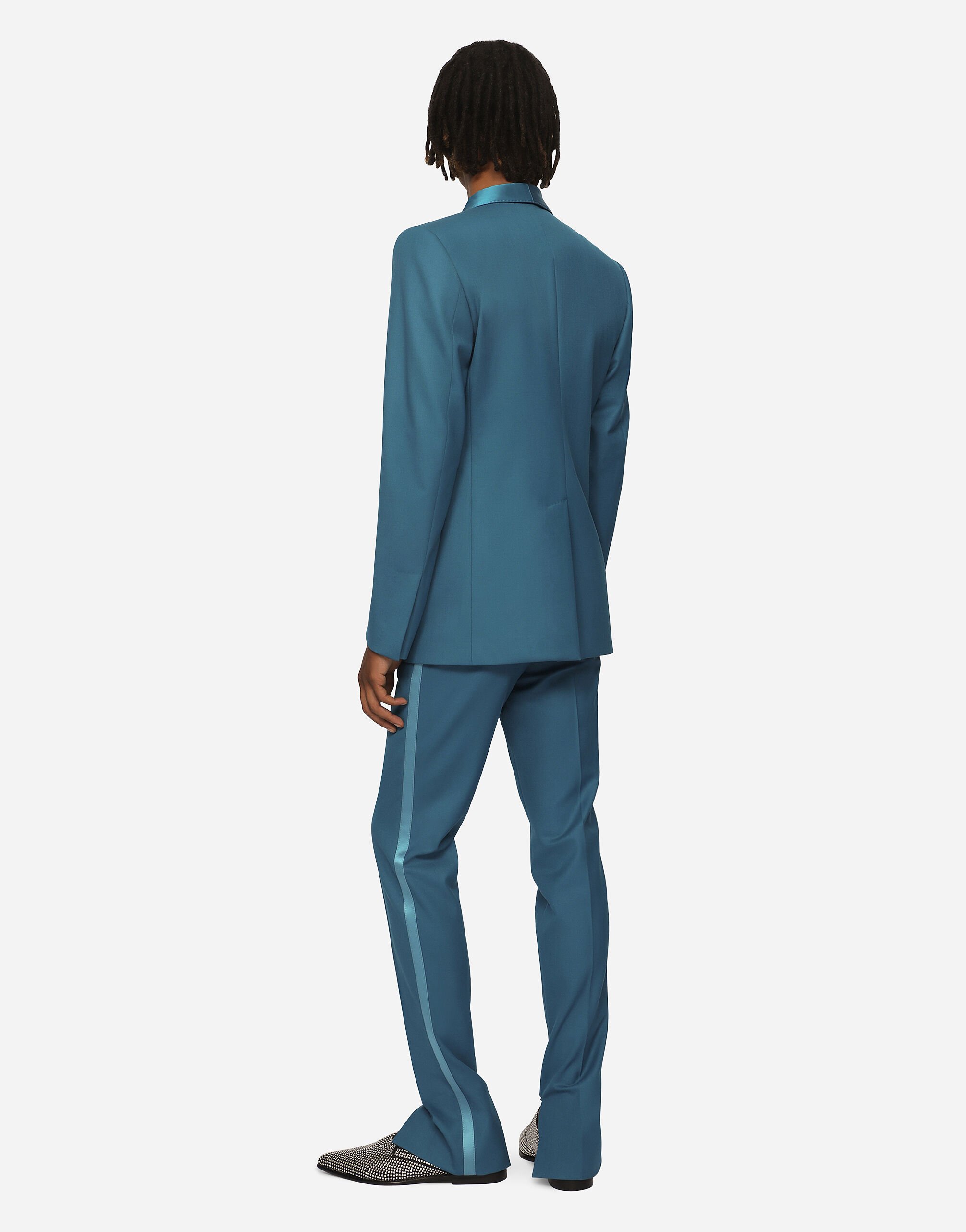 Double breasted wool Sicilia fit tuxedo jacket in Blue for Men