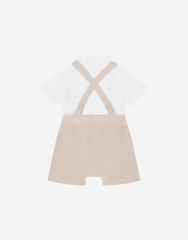 Dolce & Gabbana Tutina in lino con bretelle e logo Dolce&Gabbana Multicolore L11O89FU4LG