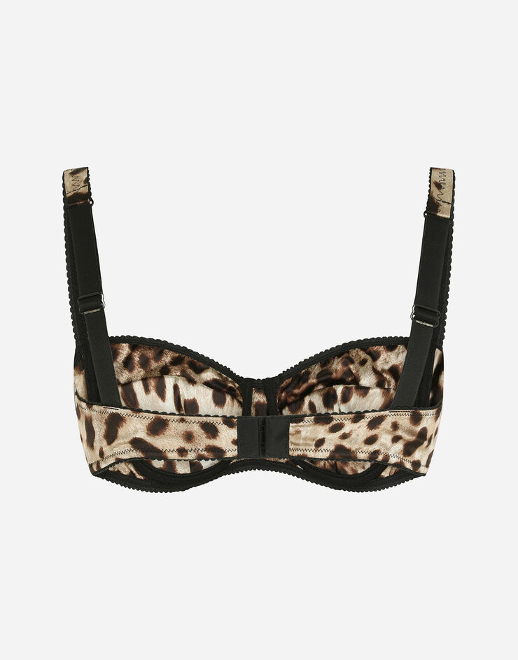 Dolce & Gabbana Leopard-print satin balconette bra with lace detailing STAMPA LEO O1A14TFSAXY