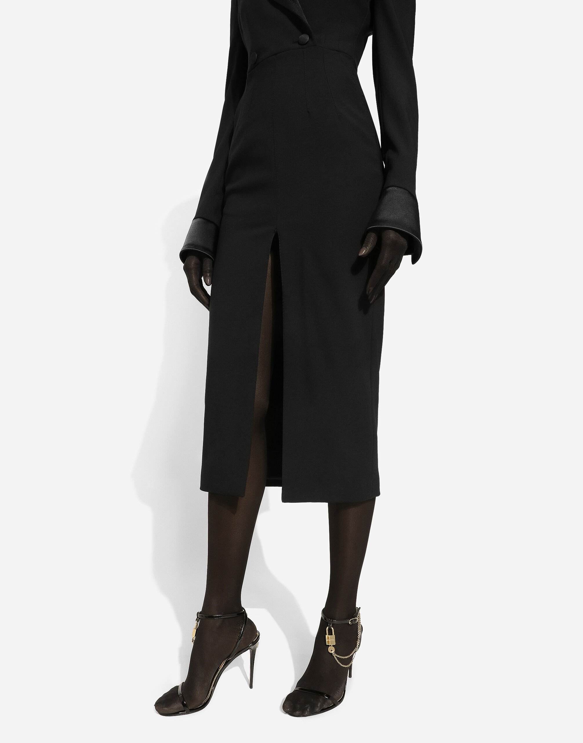 Calf length black coat best sale