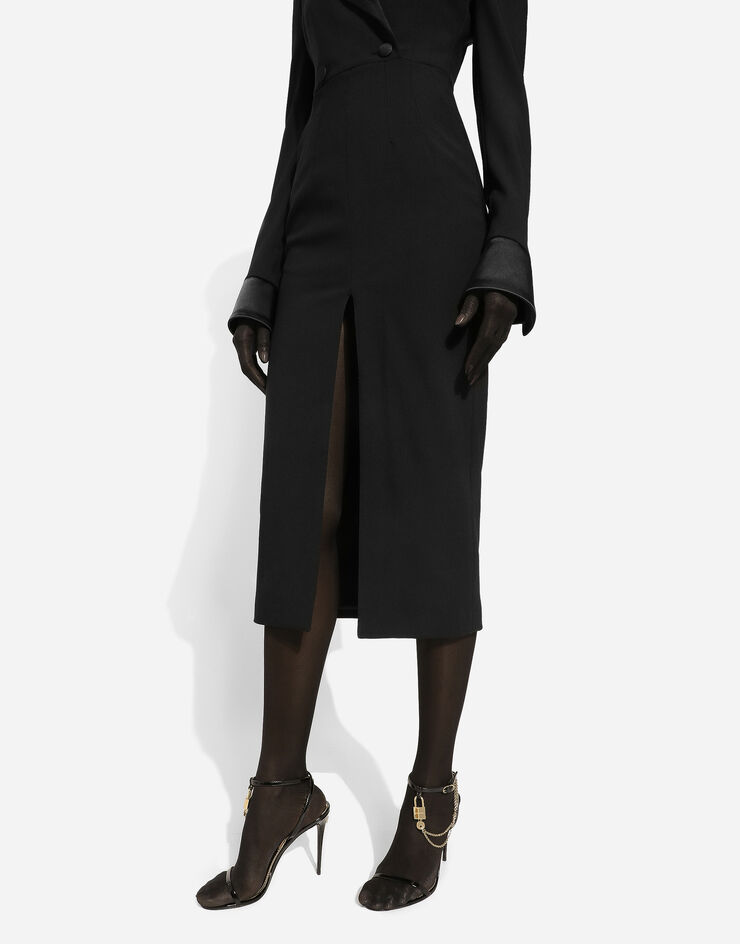 Dolce&Gabbana Woolen calf-length coat dress Black F6DDXTGDB0R