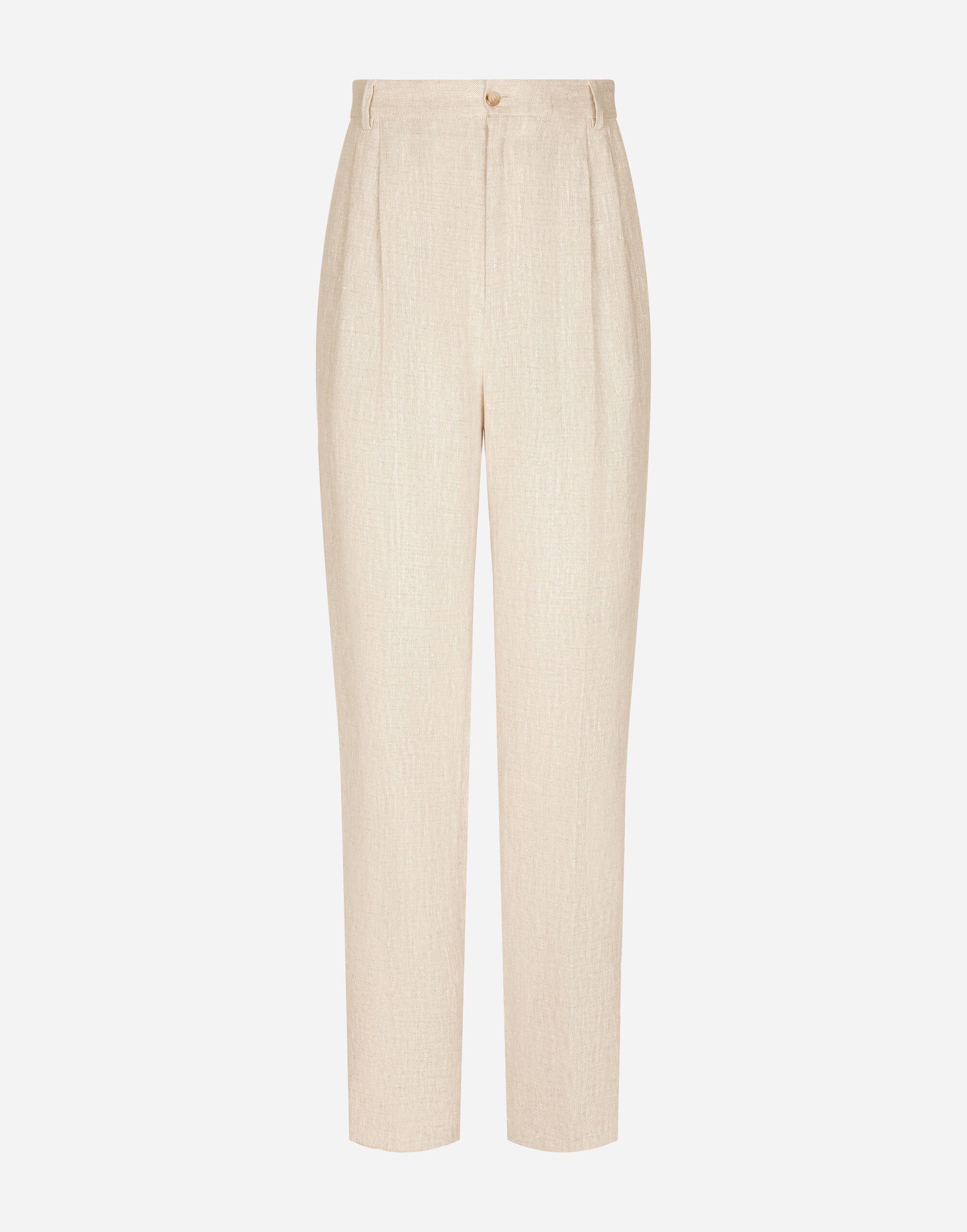 Dolce & Gabbana Pantalón de traje de lino Plateado WNG101W0001