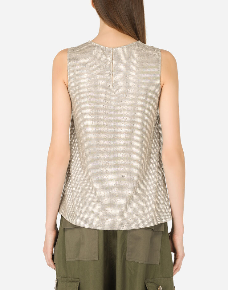Dolce & Gabbana Tank top with fusible rhinestones Crystal F71F8ZGDG96
