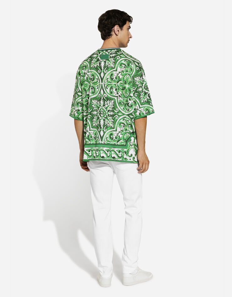 Dolce & Gabbana Camiseta de algodón con estampado Maiolica Imprima G8PN9TII7C1