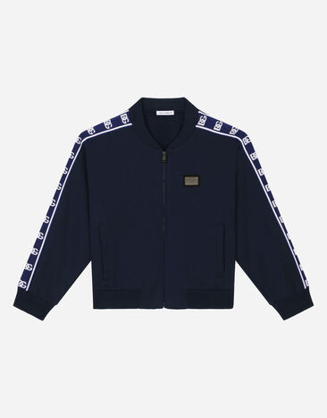 DolceGabbanaSpa Sweatjacke aus Jersey mit seitlichen Logostreifen Blau L4JWIHG7JT7