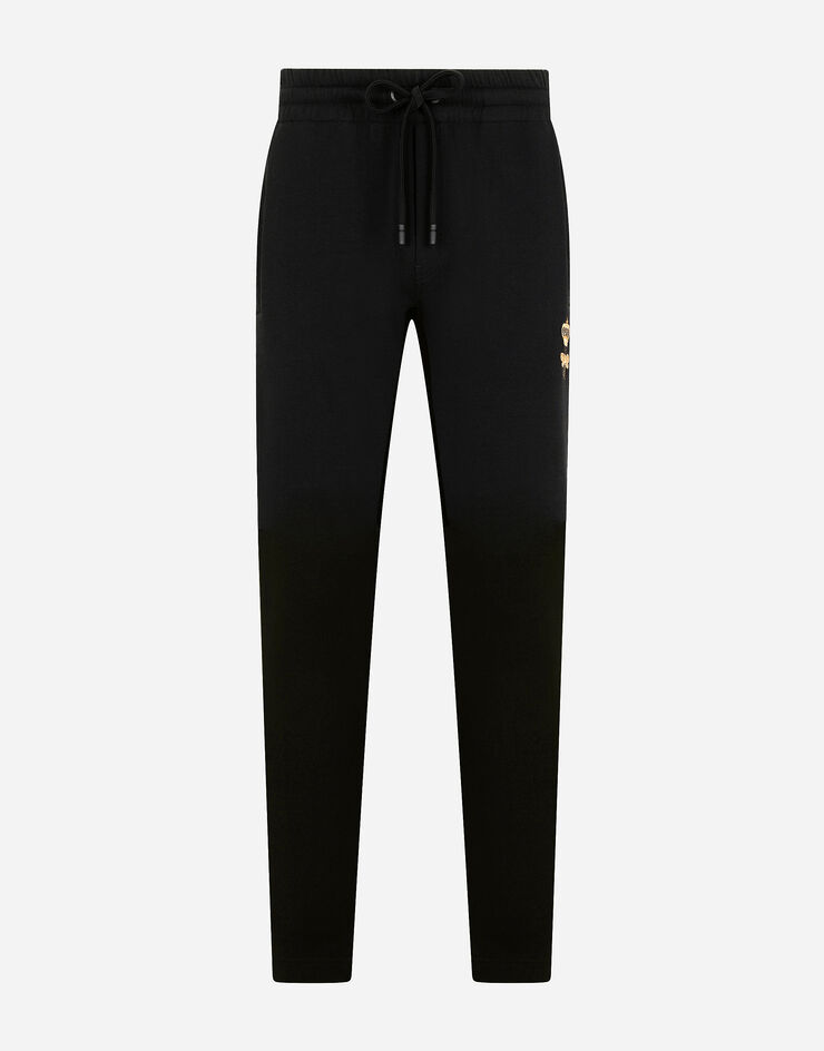Dolce & Gabbana Jersey jogging pants with embroidery Black GWJVAZHU7H9