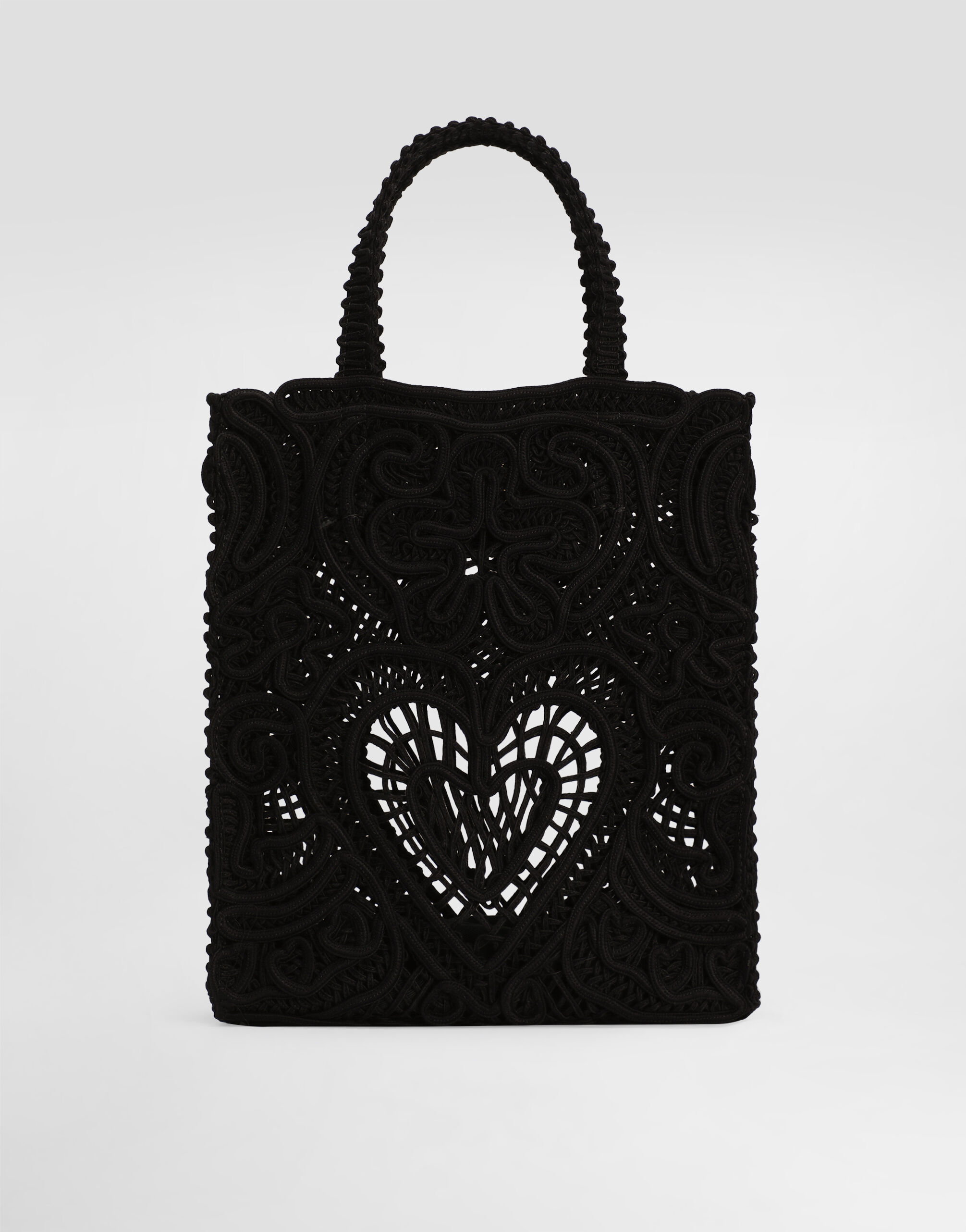 ブラックのウィメンズ ショッピングバッグ スモール コードレースエンブロイダリー | Dolce&Gabbana®
