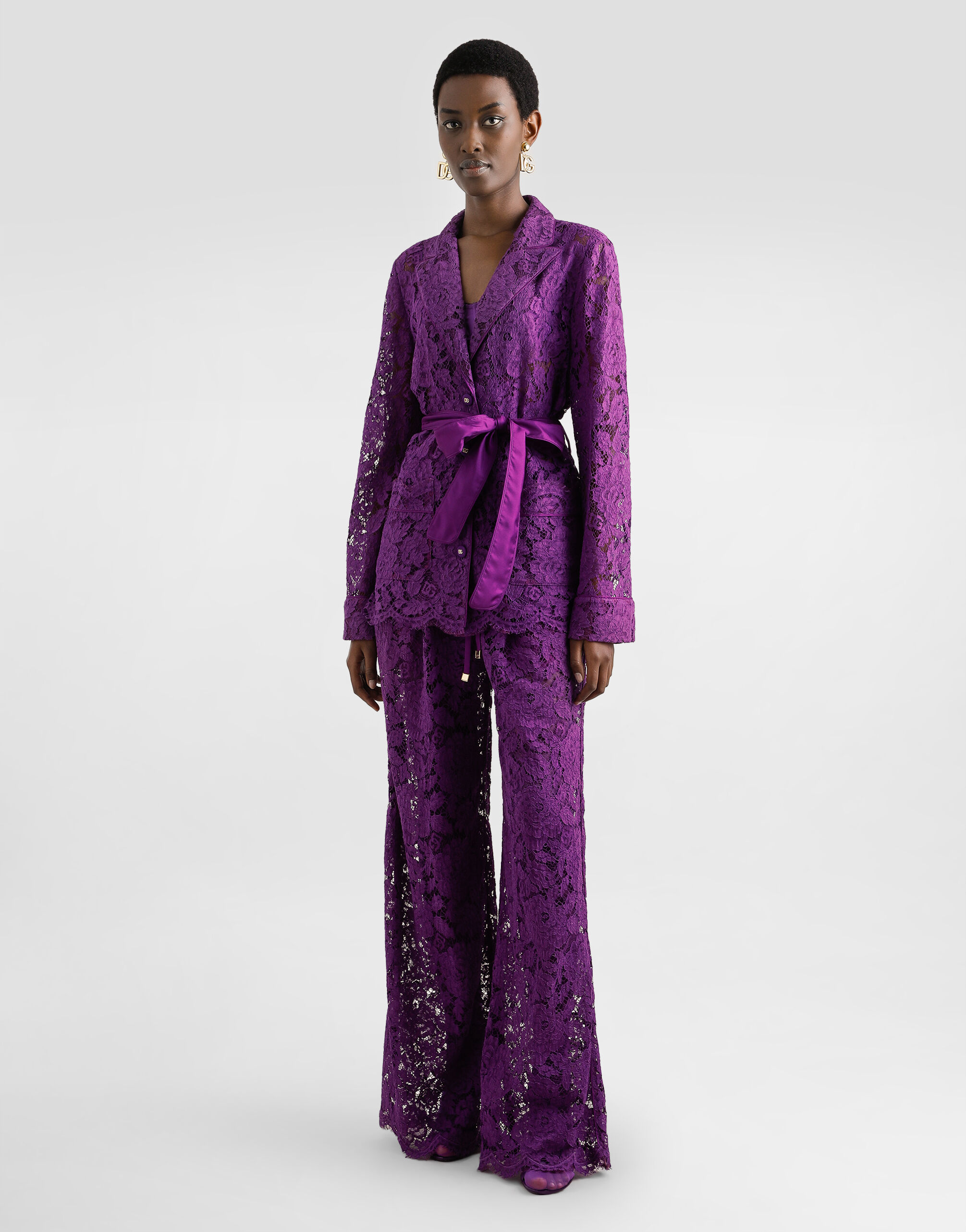 Floral lace vanity shirt in Purple for Women | Dolce&Gabbana®