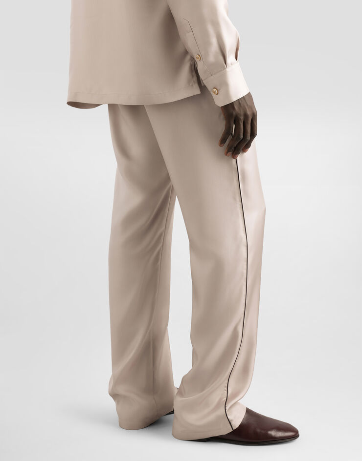 Dolce & Gabbana Vanity silk trousers with embroidery Beige GVRMAZGK252