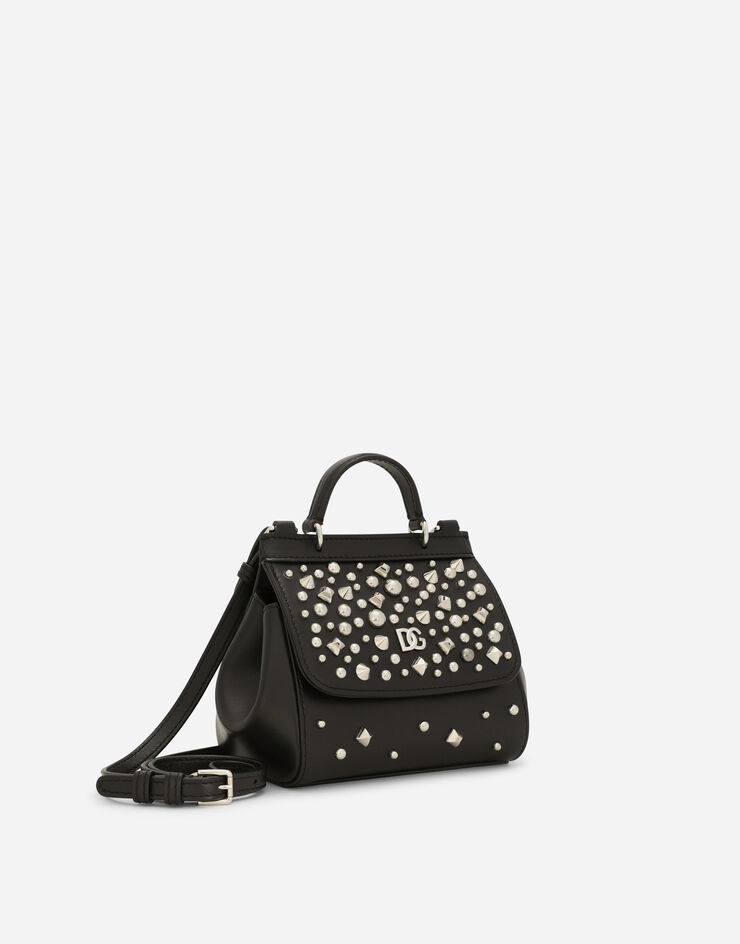 Dolce & Gabbana Leather Sicily mini bag with studs Black EB0003AV574