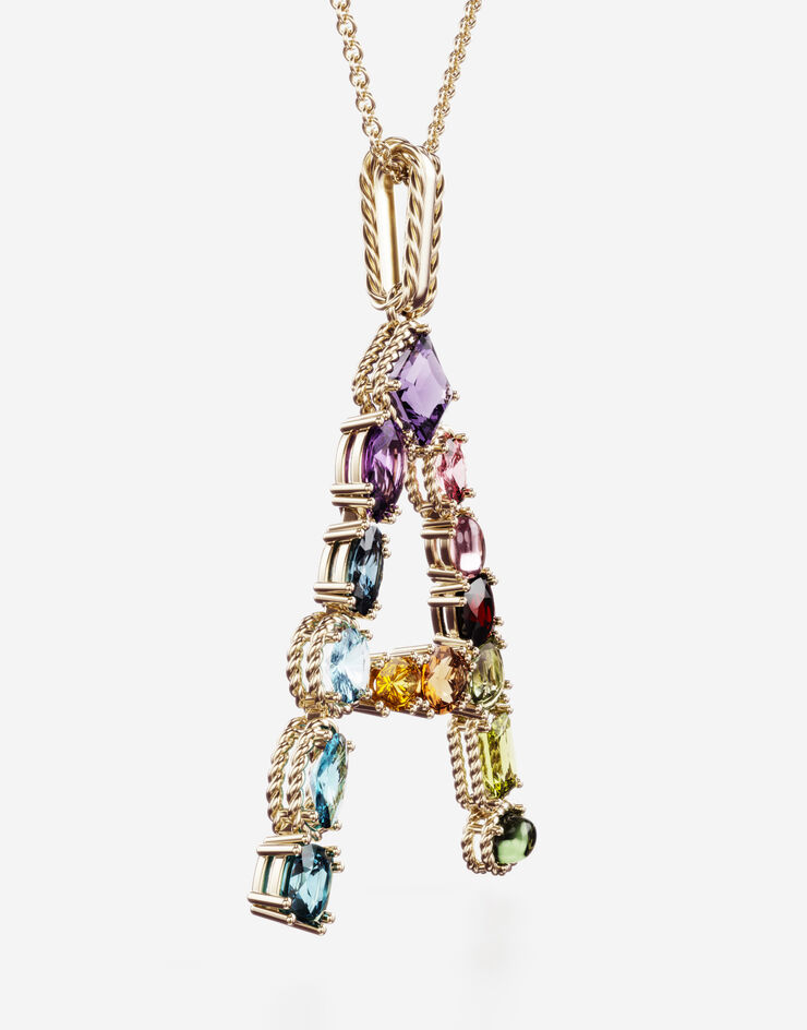 Dolce & Gabbana Rainbow alphabet A pendant in yellow gold with multicolor fine gems Gold WAMR2GWMIXA