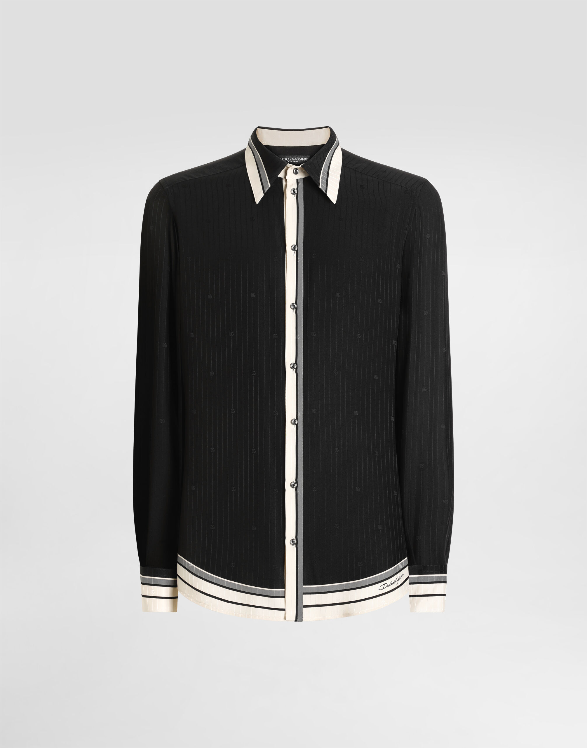 Logo and stripe-print jacquard martini shirt in Multicolor for Men
