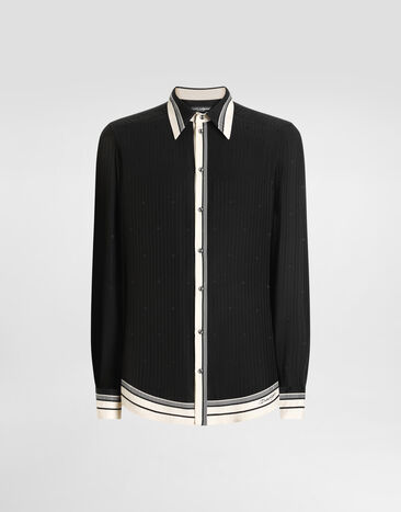 Dolce & Gabbana Hemd Martini aus Jacquard mit Logo-Print und Streifenmuster Multicolor G5ML1THI11T