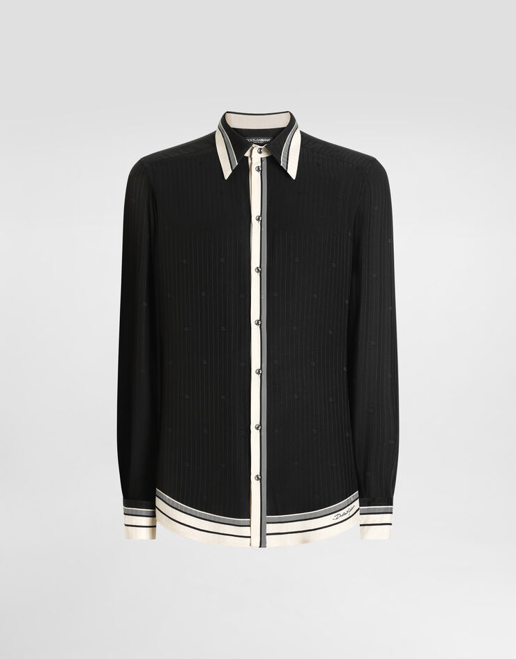 Dolce & Gabbana Hemd Martini aus Jacquard mit Logo-Print und Streifenmuster Multicolor G5ML1THI11T