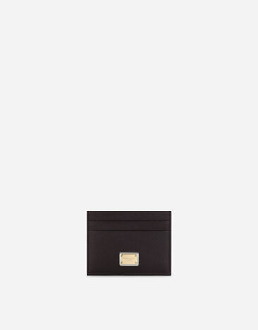 Dolce & Gabbana Calfskin card holder with branded plate Black BI0473AG081