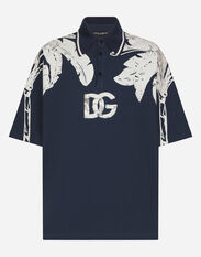 Dolce&Gabbana Oversize polo-shirt with banana tree print Grey G8RF4TG7K0C