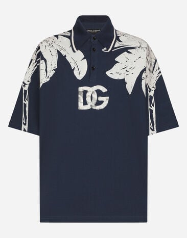 Dolce & Gabbana Oversize polo-shirt with banana tree print Print G5IF1THI1QA