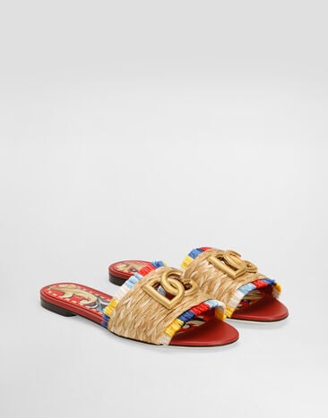 Dolce & Gabbana Raffia flat slides Multicolor CQ0646A0451