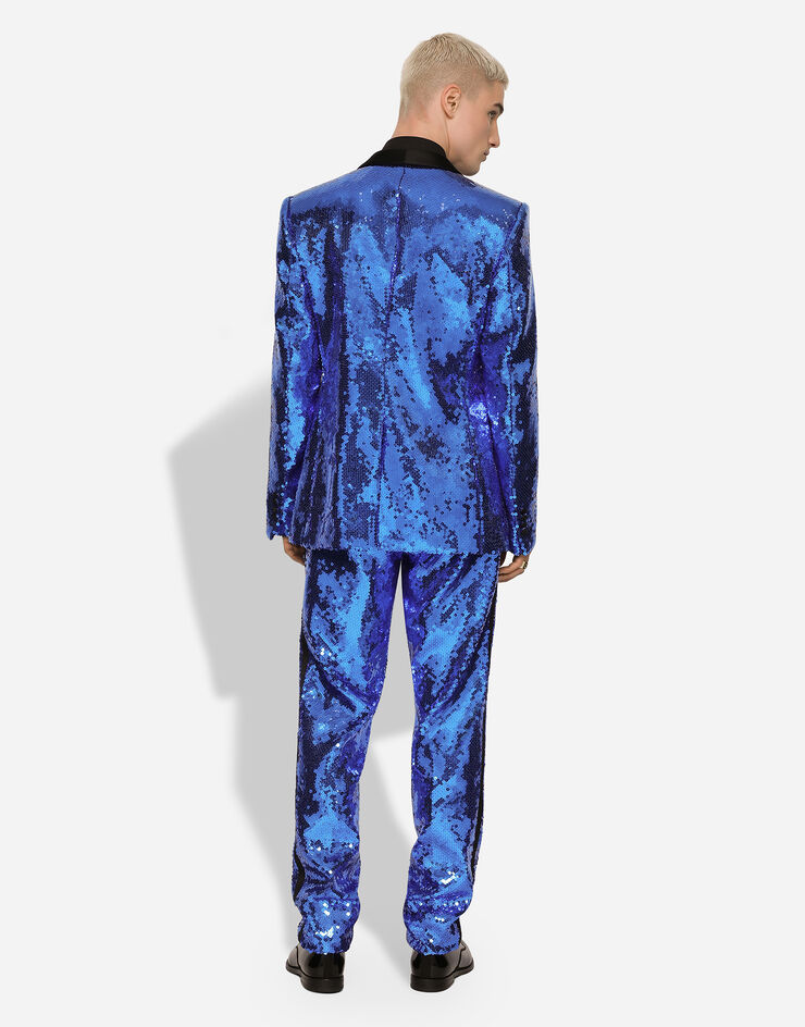 Dolce & Gabbana Abito tuxedo sicilia monopetto in paillettes Multicolore GKOSMTFLSEP