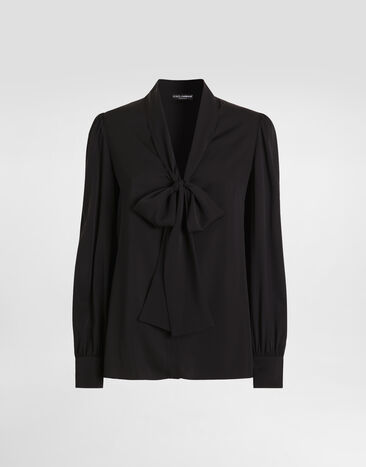 Dolce & Gabbana Camisa de charmeuse elástico Dolce & Gabbana Camisa de charmeuse elástico Negro F5T17TFUABF