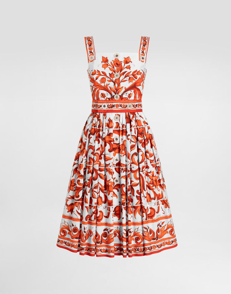 Dolce & Gabbana Majolica-print long poplin dress Dolce & Gabbana Majolica-print long poplin dress Multicolor F6TTJTGDDRL