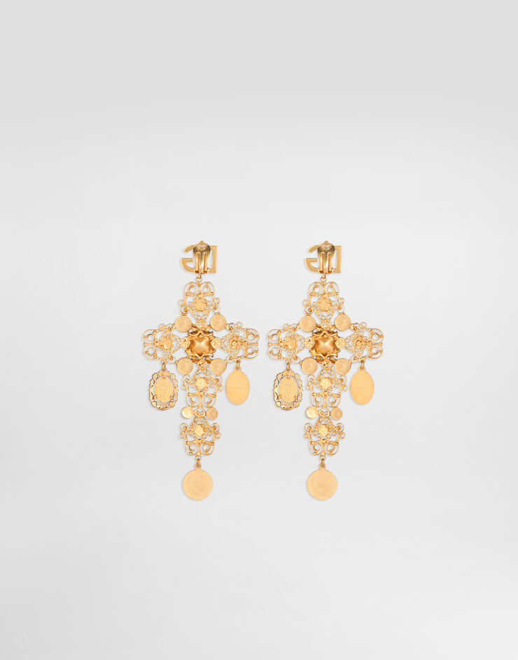 Dolce & Gabbana Filigree cross clip earrings Gold WER4C2W1111