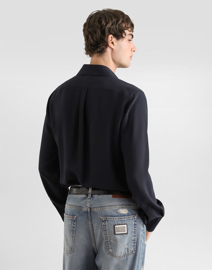 Dolce & Gabbana Crêpe de chine gold shirt Dolce & Gabbana Crêpe de chine gold shirt Blue G5NP9TGK522