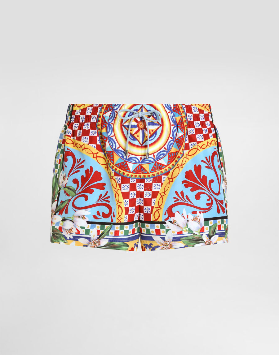 Carretto-print swim boxer shorts