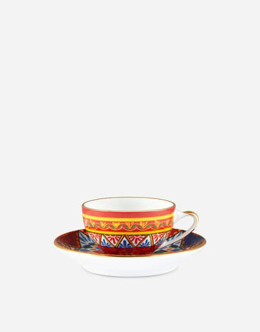 Dolce & Gabbana Tasse à Café avec Soucoupe en Porcelaine Multicolore TC0100TCA24