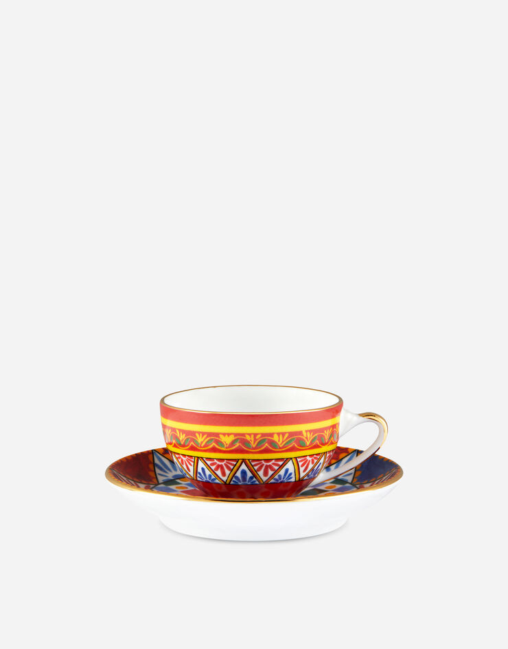 Dolce & Gabbana Tasse à Café avec Soucoupe en Porcelaine Multicolore TC0100TCA24